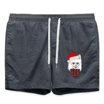 Chihuahua Weiß Weihnachten Weihnachtsmütze - Badeshorts - Anthrazit - Vorne - AI Model Male 185 light (185cm)