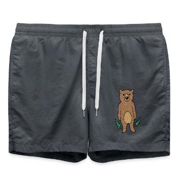 Lustiger & Niedlicher Bär im Wald - Badeshorts - Anthrazit - Vorne - AI Model Male 185 light (185cm)