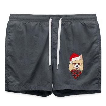 Chihuahua with Santa hat - Swim Trunks - anthracite - Front - AI Model Male 185 light (185cm)