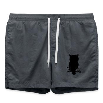 Owl - Paper Cut - Swim Trunks - anthracite - Front - AI Model Male 185 light (185cm)