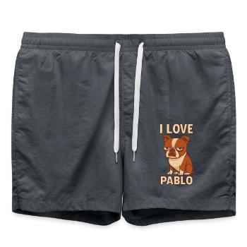 I Love Pablo the dog - Badeshorts - Anthrazit - Vorne - AI Model Male 185 light (185cm)