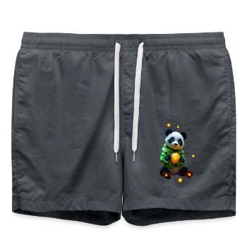 Cyber Panda mit Neon Zitrone - Badeshorts - Anthrazit - Vorne - AI Model Male 185 light (185cm)