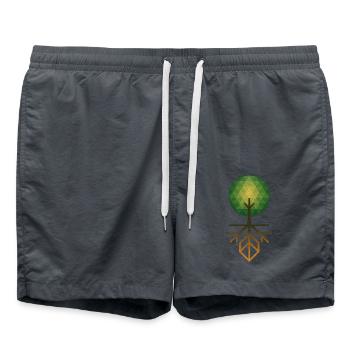 Abstrakter Baum mit geometrischen Wurzeln – Symmet - Badeshorts - Anthrazit - Vorne - AI Model Male 185 light (185cm)