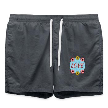 LOVE. VALENTINE'S DAY. I LOVE YOU. I LOVE YOU. LOVE - Swim Trunks - anthracite - Front - AI Model Male 185 light (185cm)