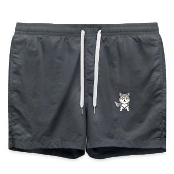 mignon Kawaii Husky - Short de bain - charbon - Devant - AI Model Male 185 light (185cm)