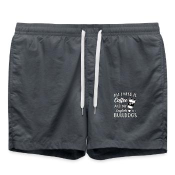 All I Need is Coffee and my English Bulldogs - Badeshorts - Anthrazit - Vorne - AI Model Male 185 light (185cm)