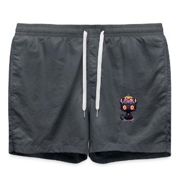 Schwarze Katze Anime Halloween - Badeshorts - Anthrazit - Vorne - AI Model Male 185 light (185cm)