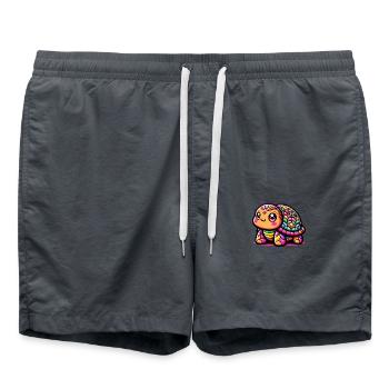 Schildkröte Kawaii Bunter Panzer - Badeshorts - Anthrazit - Vorne - AI Model Male 185 light (185cm)
