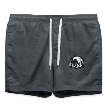 Mondbeschienener gotischer Friedhof: Unheimliche Nachtszene - Badeshorts - Anthrazit - Vorne - AI Model Male 185 light (185cm)