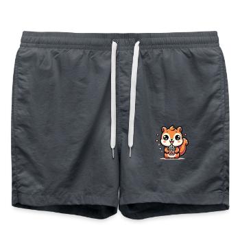 Kawaii Squirrel Bubble Tea Cute Animal Squirrel - Swim Trunks - anthracite - Front - AI Model Male 185 light (185cm)