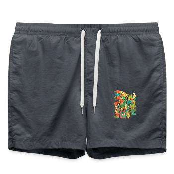 Aztec God Ancient Mythology Mictlantecuhtli - Swim Trunks - anthracite - Front - AI Model Male 185 light (185cm)