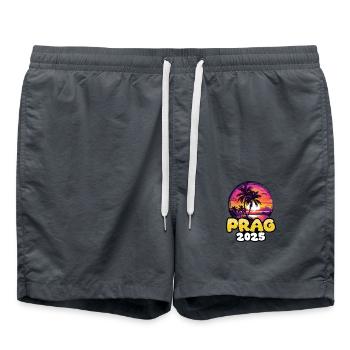 Prague 2025 Palmiers Multicolores - Short de bain - charbon - Devant - AI Model Male 185 light (185cm)