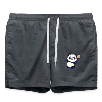 Pandabär spielt Badminton Tennis und lacht - Badeshorts - Anthrazit - Vorne - AI Model Male 185 light (185cm)