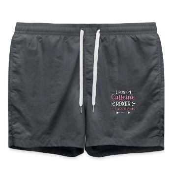 I run on caffeine boxer cuss words - Swim Trunks - anthracite - Front - AI Model Male 185 light (185cm)