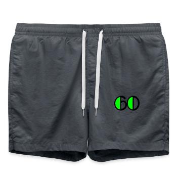 60 YEARS. 60TH ANNIVERSARY. BIRTHDAY 60 YEARS. 60 - Swim Trunks - anthracite - Front - AI Model Male 185 light (185cm)