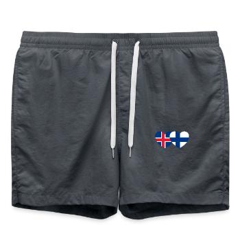 Islande Finlande Flag Coeur - Short de bain - charbon - Devant - AI Model Male 185 light (185cm)