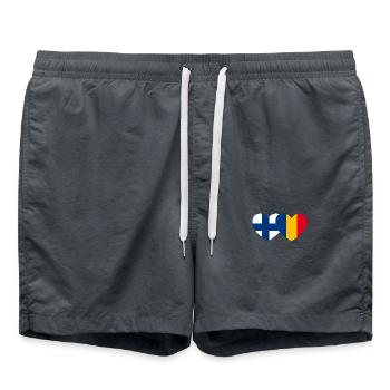Finlande Roumanie Flag Heart - Short de bain - charbon - Devant - AI Model Male 185 light (185cm)