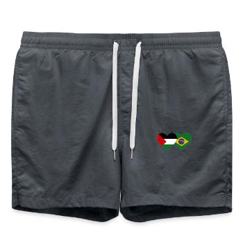 Palestine Brazil Flag Heart - Swim Trunks - anthracite - Front - AI Model Male 185 light (185cm)