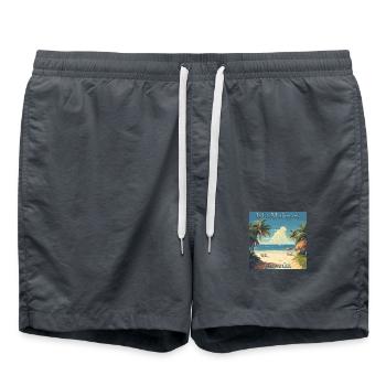 Retro Charme Mexiko: Cancun & Isla Mujeres Design - Badeshorts - Anthrazit - Vorne - AI Model Male 185 light (185cm)