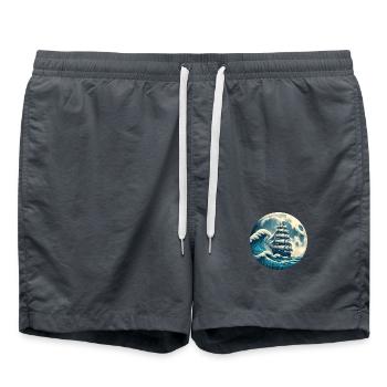 Voilier vintage Sailing Waves Ship - Short de bain - charbon - Devant - AI Model Male 185 light (185cm)