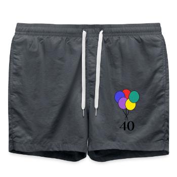 40. 40 YEARS. 40th ANNIVERSARY. BIRTHDAY 40 YEARS. - Swim Trunks - anthracite - Front - AI Model Male 185 light (185cm)