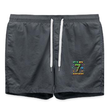 7e anniversaire Enfants Pixel - Short de bain - charbon - Devant - AI Model Male 185 light (185cm)