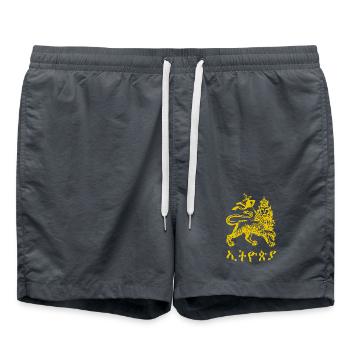 Lion of Judah Jah Rastafari Rasta Reggae Roots - Badeshorts - Anthrazit - Vorne - AI Model Male 185 light (185cm)