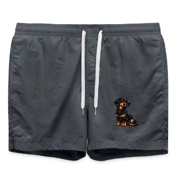 Dackel Hund Haustier - Badeshorts - Anthrazit - Vorne - AI Model Male 185 light (185cm)