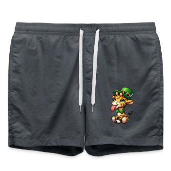 Dessin animé girafe de la Saint-Patrick - Short de bain - charbon - Devant - AI Model Male 185 light (185cm)