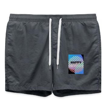 HAPPY BIRTHDAY,HAPPY BIRTHDAY,BIRTHDAY,BIRTHDAY - Swim Trunks - anthracite - Front - AI Model Male 185 light (185cm)