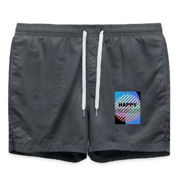GEBURTSTAG, ALLES GUTE ZUM GEBURTSTAG, ALLES GUTE ZUM GEBURTSTAG - Badeshorts - Anthrazit - Vorne - AI Model Male 185 light (185cm)