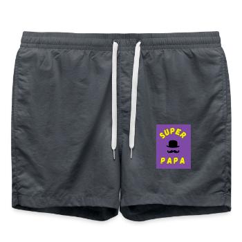 SUPER PAPA. PAPA. BONNE FÊTE PAPA. PAPA. FÊTE - Short de bain - charbon - Devant - AI Model Male 185 light (185cm)