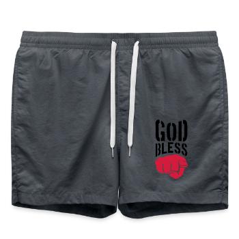 god bless you finger zeigen hand lustig gott jesus - Badeshorts - Anthrazit - Vorne - AI Model Male 185 light (185cm)