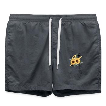 Lady Lineart Sonnenblumen - Badeshorts - Anthrazit - Vorne - AI Model Male 185 light (185cm)