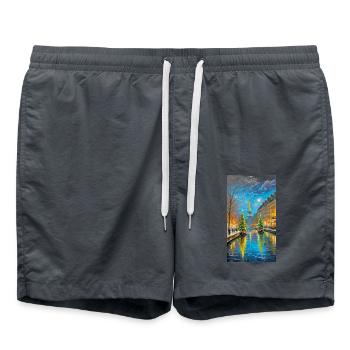 Pariser Weihnachtsnacht Paris Christmas Night - Badeshorts - Anthrazit - Vorne - AI Model Male 185 light (185cm)