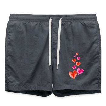 Herzen Liebe Wasserfarben Valentinstag - Badeshorts - Anthrazit - Vorne - AI Model Male 185 light (185cm)
