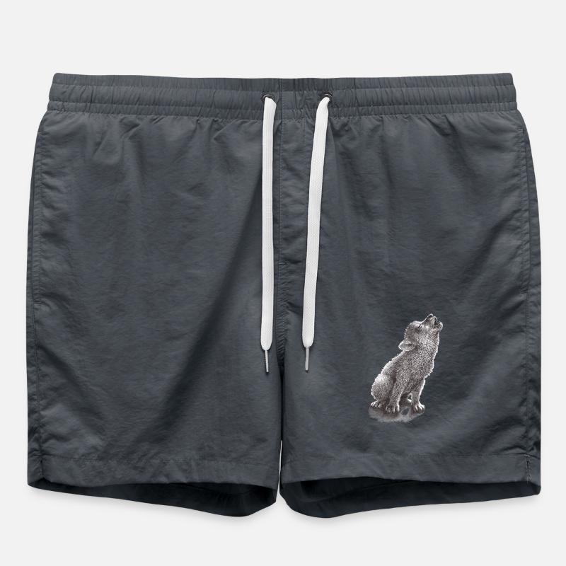 Junger heulender Wolf - Badeshorts - Anthrazit