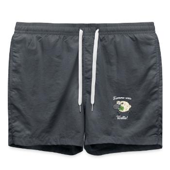 Komme was Wolle Glücksschaf Schaf Glück - Badeshorts - Anthrazit - Vorne - AI Model Male 185 light (185cm)