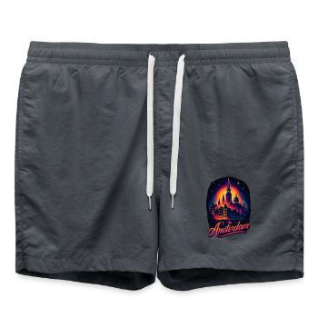 Amsterdam Capital Netherlands Holland Gift - Swim Trunks - anthracite - Front - AI Model Male 185 light (185cm)