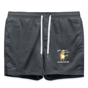 Launisches Faultier Kaffee - Badeshorts - Anthrazit - Vorne - AI Model Male 185 light (185cm)