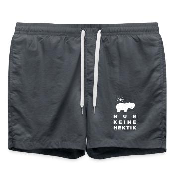 No hustle and bustle – funny saying office work practice - Swim Trunks - anthracite - Front - AI Model Male 185 light (185cm)
