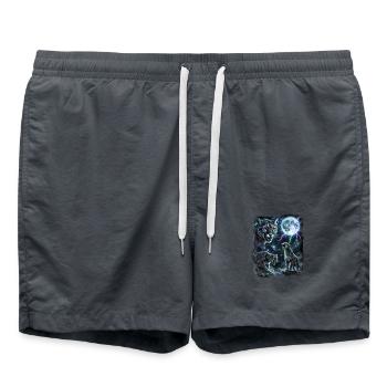 Animaux sauvages vintage Wildcat Moon Lightning Rétro Animaux sauvages - Short de bain - charbon - Devant - AI Model Male 185 light (185cm)