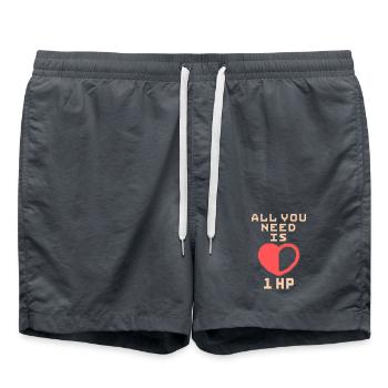 Alles, was du brauchst, ist 1HP Pixel Art - Badeshorts - Anthrazit - Vorne - AI Model Male 185 light (185cm)