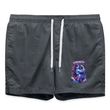 Starke Nixe in Lila: Strength Meerjungfrau - Badeshorts - Anthrazit - Vorne - AI Model Male 185 light (185cm)