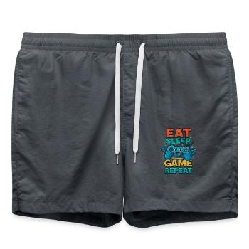 Eat Sleep Game Repeat – Funny Controller - Short de bain - charbon - Devant - AI Model Male 185 light (185cm)