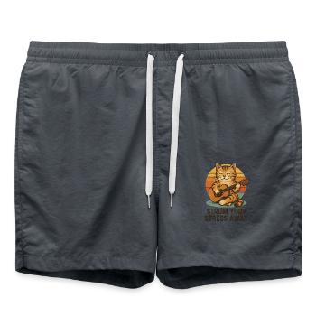 Strum Your Stress Away – Gitarrenspielende Katze i - Badeshorts - Anthrazit - Vorne - AI Model Male 185 light (185cm)