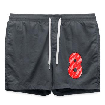 8 Red Pattern - Swim Trunks - anthracite - Front - AI Model Male 185 light (185cm)
