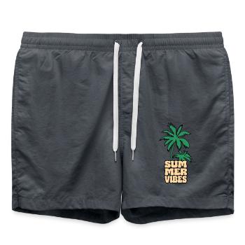 Summer Vibes Palme - Badeshorts - Anthrazit - Vorne - AI Model Male 185 light (185cm)
