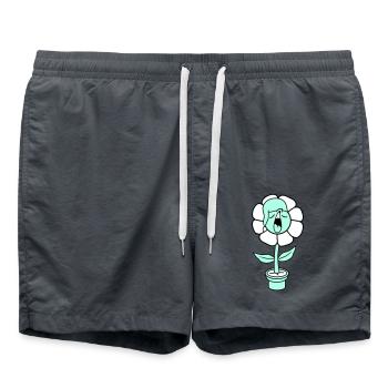 Yawning Tired Sleepy Head Flower Face Flower Pot - Swim Trunks - anthracite - Front - AI Model Male 185 light (185cm)