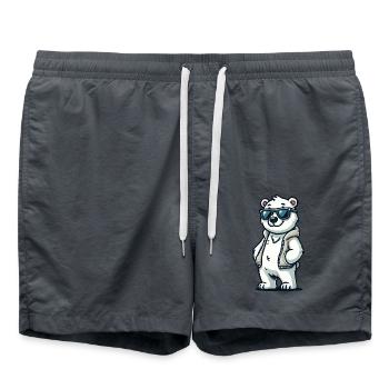 Polar Bear Comic - Swim Trunks - anthracite - Front - AI Model Male 185 light (185cm)